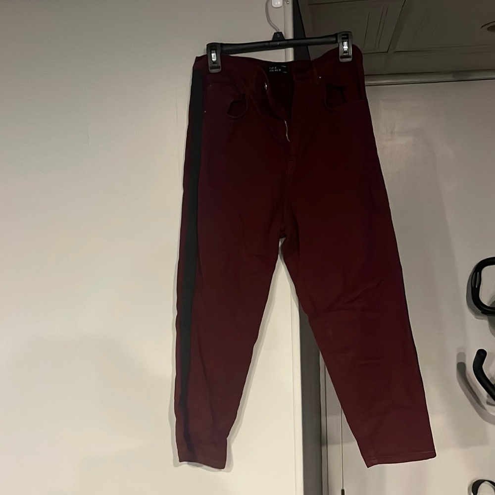 Zara, European cut, cropped red jeans